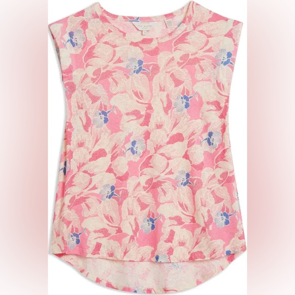 Ted Baker Kashaa Shoulder Pad Floral Floaty T-Shirt see pics Size 4 = US 10